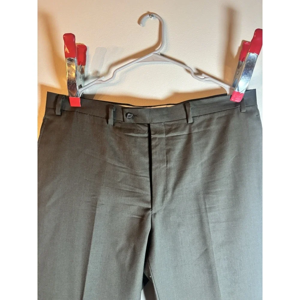 Polo Ralph Lauren Pants 38x30 Gray Wool Trousers Preppy Flat Front‎ Business